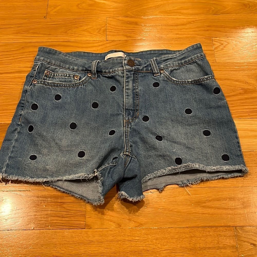 Lauren Conrad pock a dot jean shorts size 14.